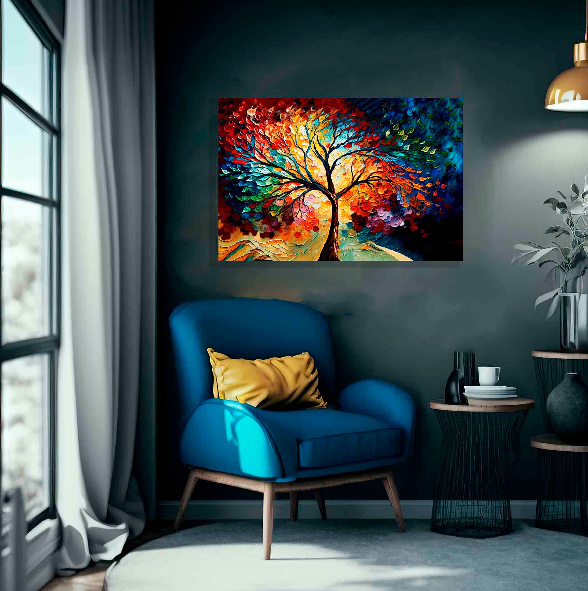 Artley Prints Abstract Tree of Life Colourful Canvas Wall Etsy UK