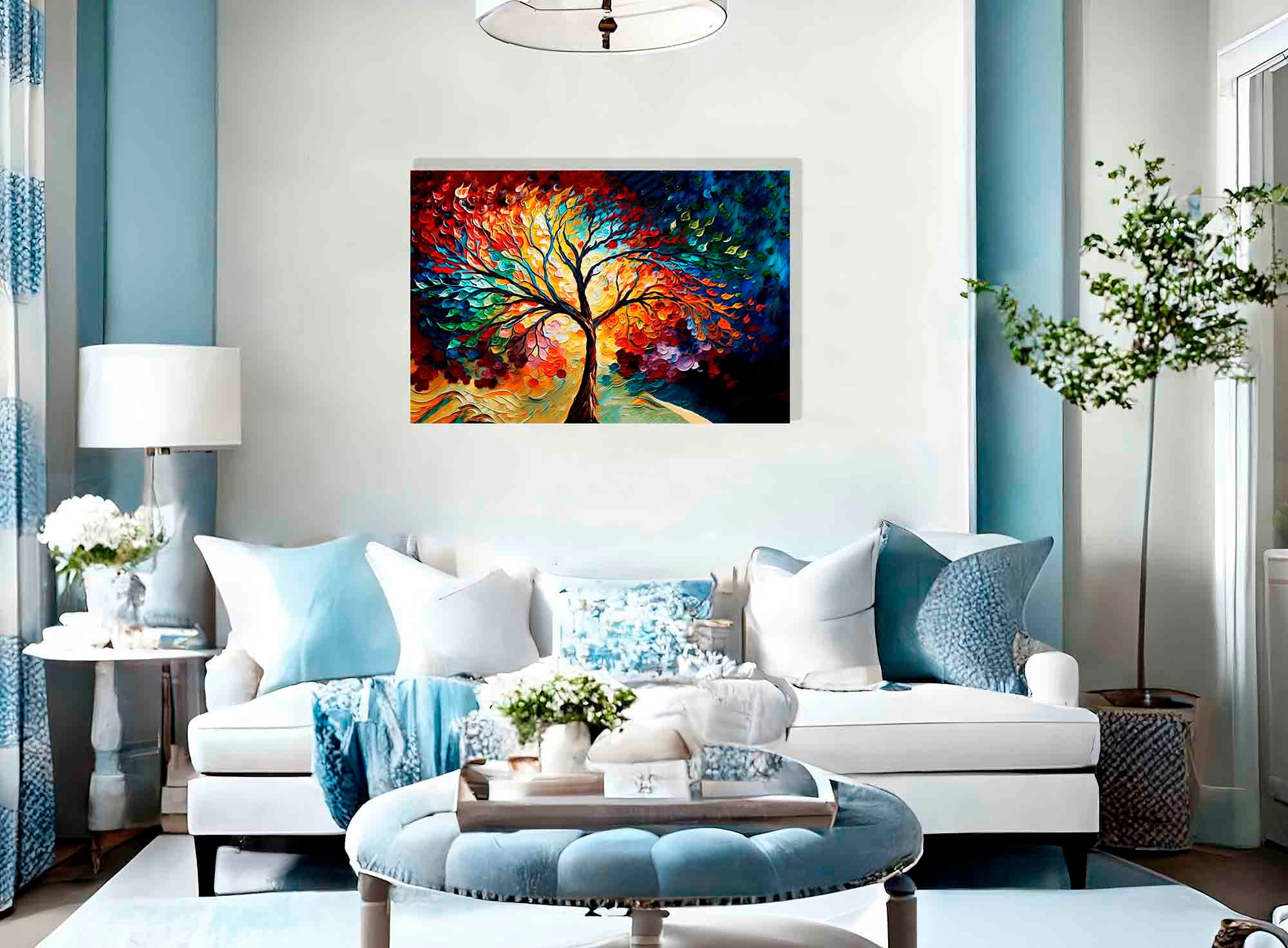 Artley Prints Abstract Tree of Life Colourful Canvas Wall Etsy UK
