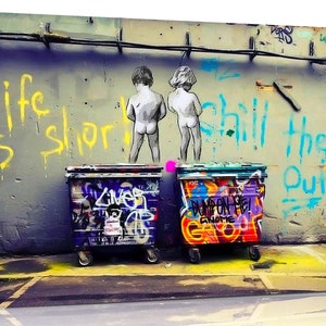 A vida é curta Chill the Duck Out por Banksy Impressões em tela Graffiti Wall Art Imagens urbanas para casa, escritório, quarto, decoração emoldurada de sala de estar