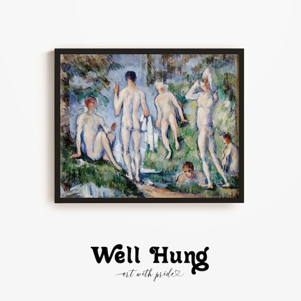 Impressionist Landscape Painting of Bathing Nude Men | Abstract Bathroom Wall Art | Bedroom Wall Art | Gay Pride Art PRINTABLE