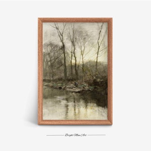 Muted Tonal River Painting | Neutral Landscape Print | Downloadable Digital Art PRINTABLE, P183