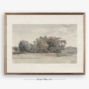 Antique Rustic Muted Landscape Painting | Vintage Neutral Wall Art | PRINTABLE Digital Download | P188