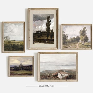 Vintage Neutral Gallery Wall SET , Gallery Art Print Set of Five ,Bright Man Art ,DIGITAL PRINTABLE ,126 GS_5-1