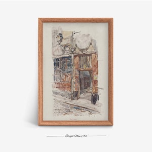 French Cityscape Painting | Dark Architecture Wall Decor PRINTABLE Digital Downloadable Art | P195