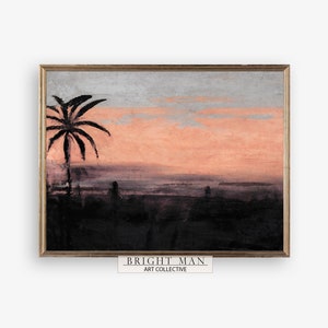 Rustic Vintage Wall Art Sunset Vintage European Villa Landscape Wall Art French County Painting PRINTABLE Digital Download P418
