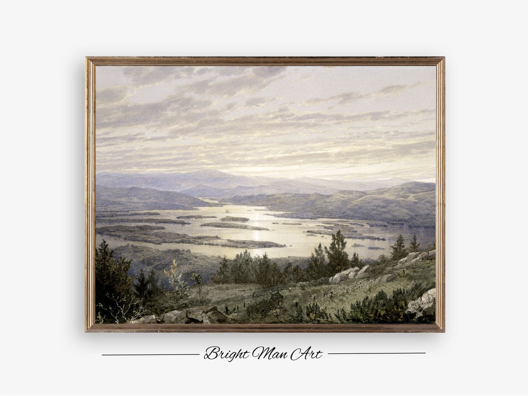 Vintage Art Lake Squam Red Hill Painting Landscape Etsy