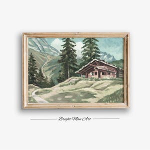English Cottage Painting | Muted Tree WallArt Vintage Printable WallArt Autumn Oil Painting Vintage Rustic Country Decor |P571