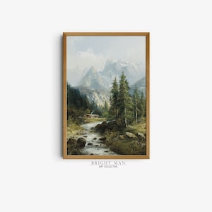 Vintage Summer Country Cottage Landscape Oil Painting PRINTABLE Digital Downloadable Wall Art P270
