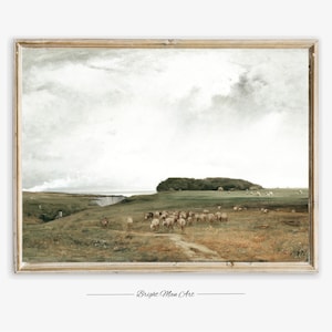 Vintage Meadow Painting Wall Art Country Landscape Wall Decor PRINTABLE Digital Download Art P257