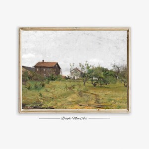 Vintage Summer Country Cottage Landschap Olieverfschilderij AFDRUKBARE Digitale Downloadbare Wall Art P279