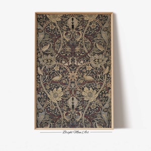 Impression d&#39;art tapisserie vintage : motif textile botanique neutre (téléchargement numérique) P134