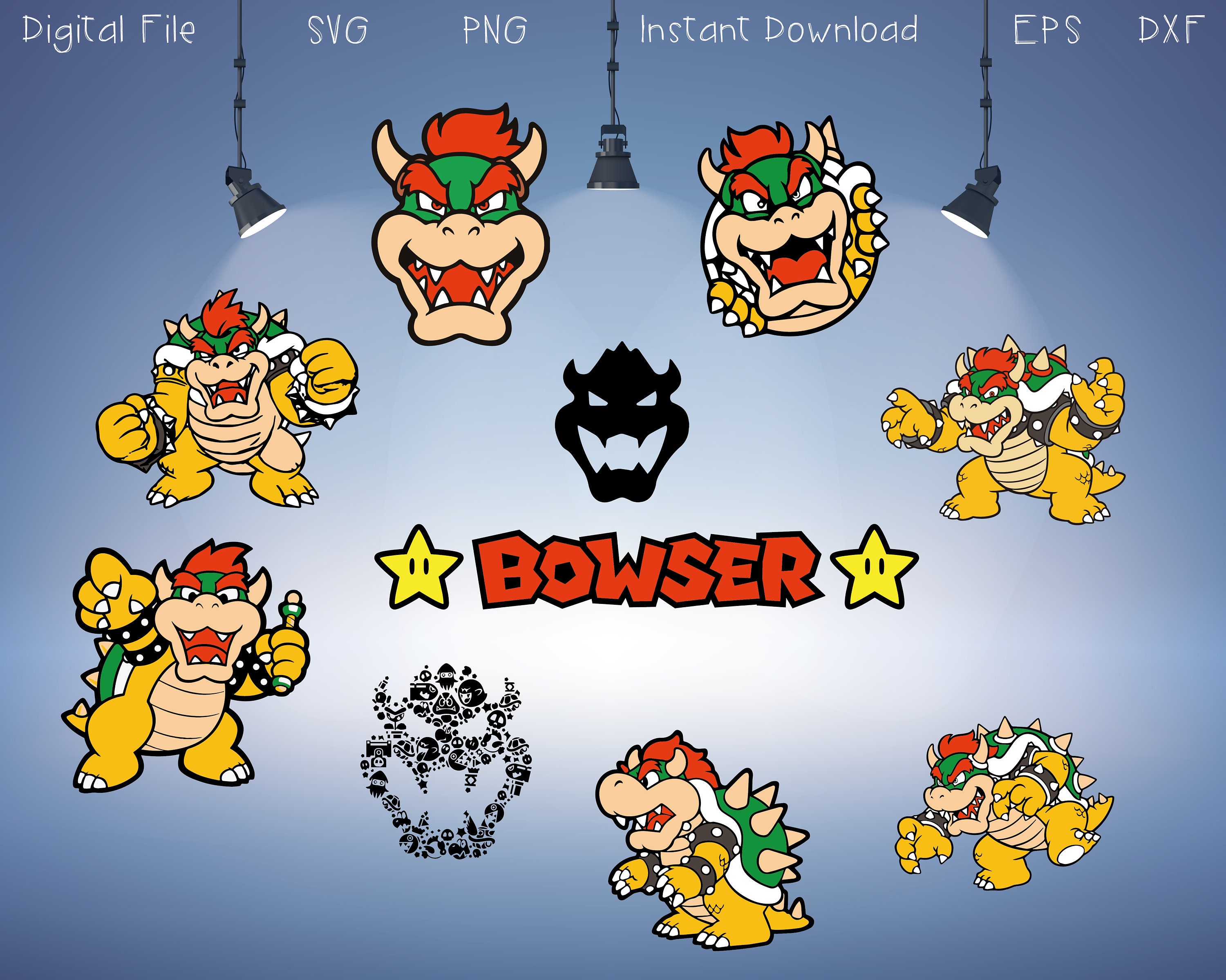 bowser svg, bowser png, monster svg, super mario svg, mario png, video  game, bowser cut file