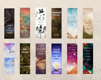 Printable Bookmark, Magic Themed, Quotes, Set of 12