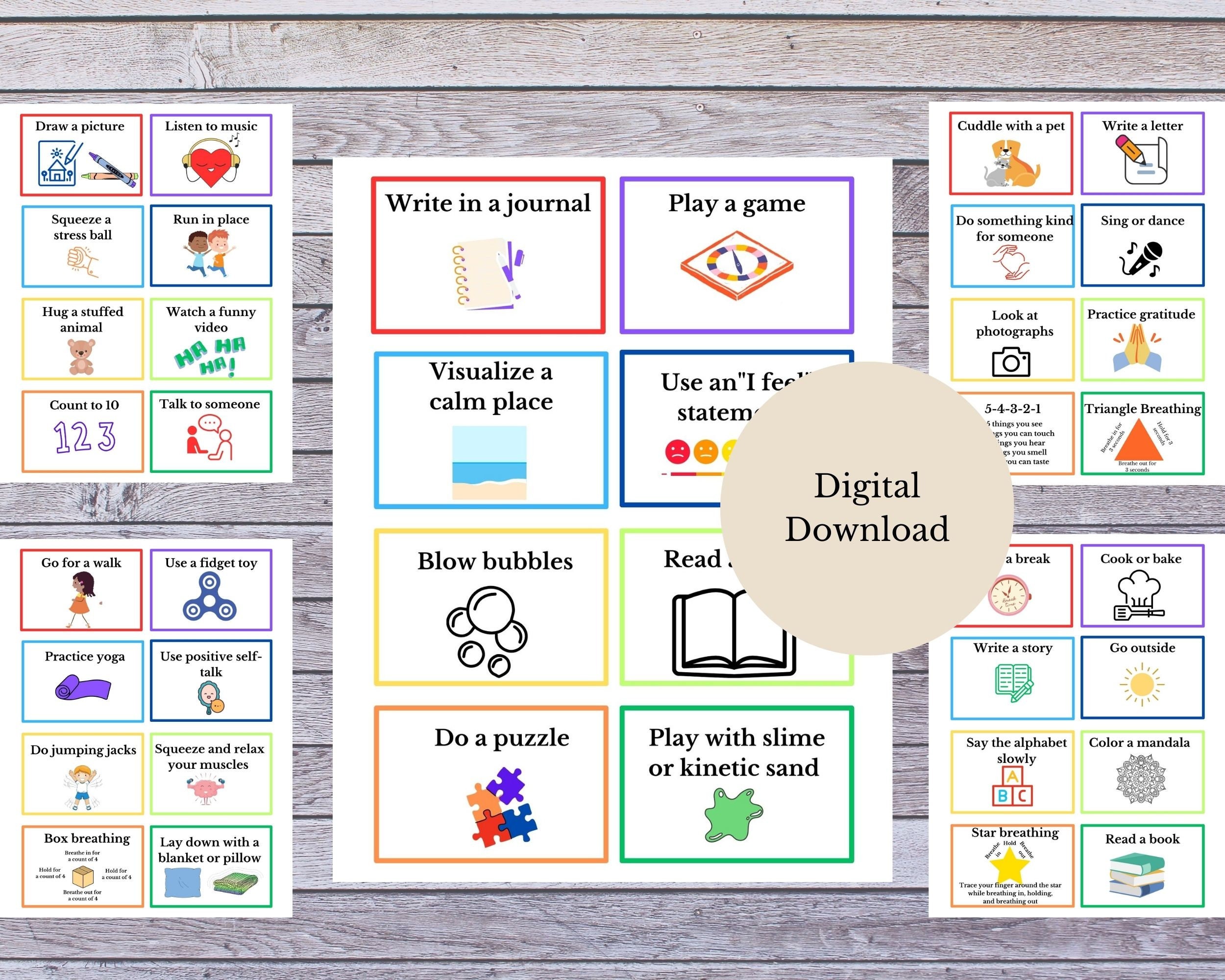 Kids Coping Skills Bundle, Printable, Cards and Worksheets - Etsy