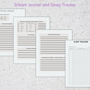 Dream Journal and Sleep Tracker, Printable, PDF