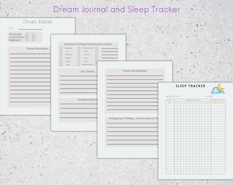 Dream Journal and Sleep Tracker, Printable, PDF