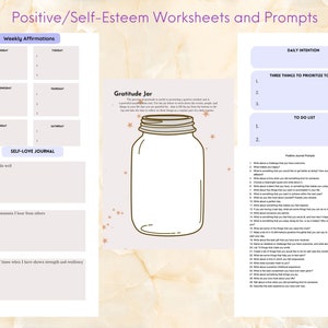 Printable Positive Self-Esteem Worksheets and Journal Prompts with Journal Template