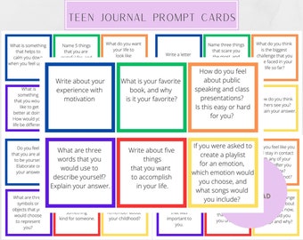 Teens Journal Prompt Cards, Printable, Set of 100