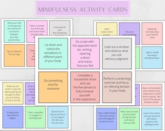Mindfulness Activity Cards, Printable, Set of 30