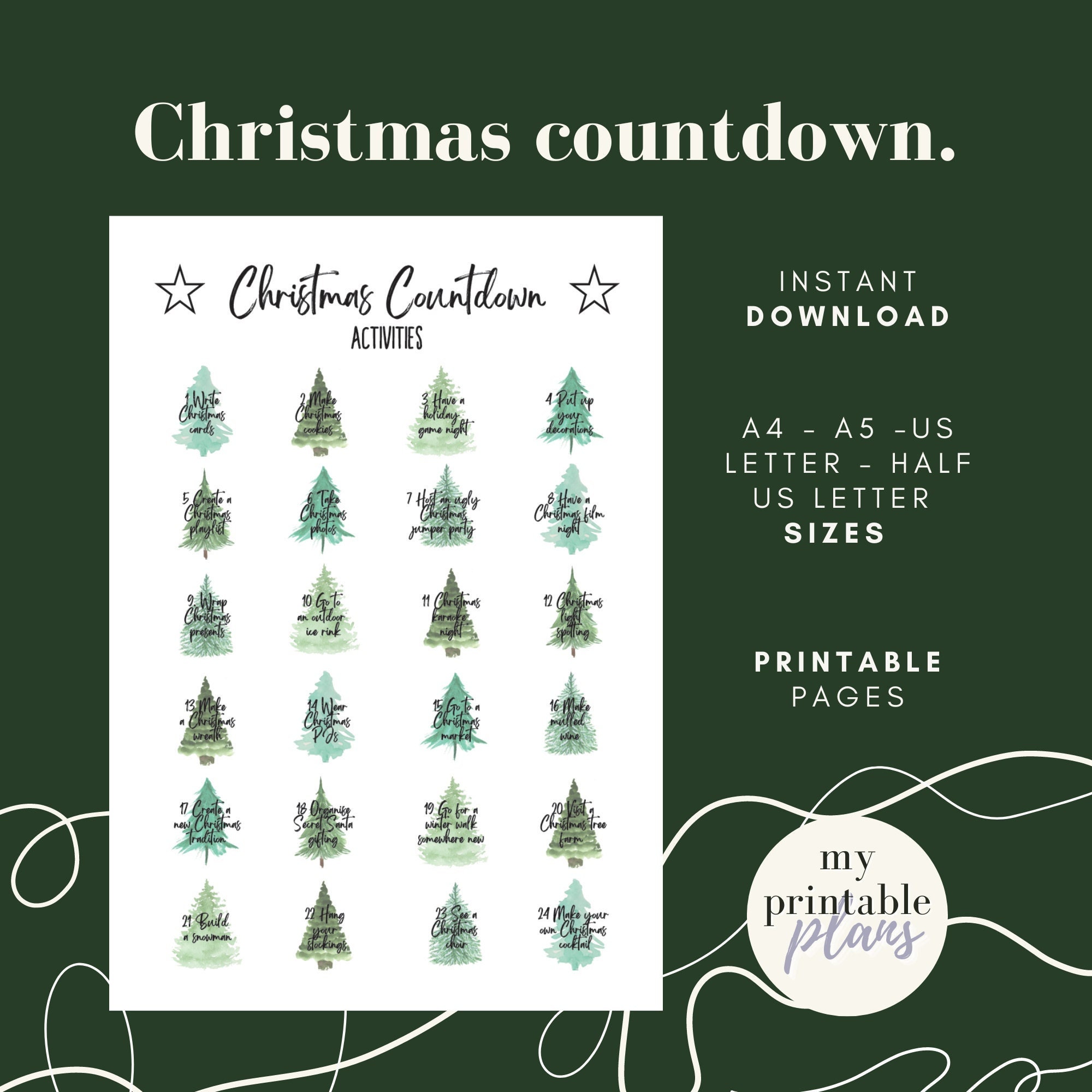 Christmas Advent Printable - Etsy