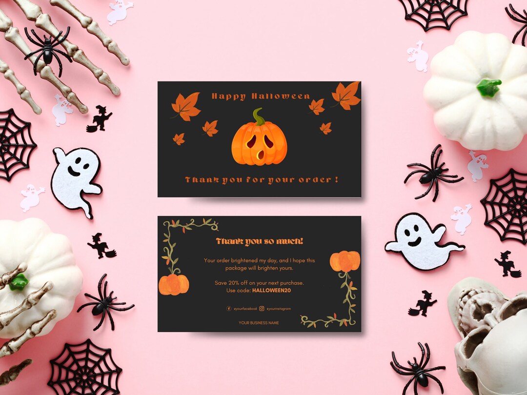 Halloween Business Thank You Card | Canva Template | Editable Halloween ...