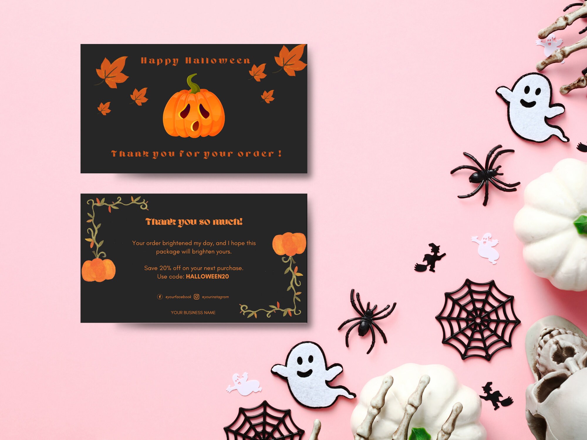 Halloween Business Thank You Card | Canva Template | Editable Halloween ...