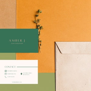 Visitekaartje voor kleine bedrijven | Digitale sjabloon | Afdrukbaar visitekaartje | Bewerkbaar in Canva | Groene handgemaakte sieraden visitekaartjes