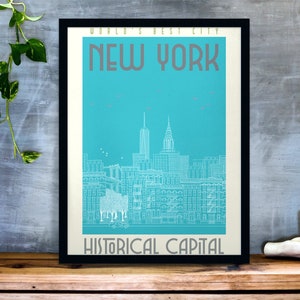 New York Printable Art Poster, Digital Art Download, New York Poster, New York Wall Art, New York Wall Decor, New York Print, New York