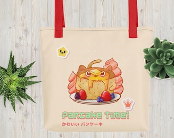 Cat Pancake Tote Bag, Housewarming Gift, Kawaii Cute Cat Tote Bag, Cat Art Tote Bag, Pancake Tote Bag, Trendy Tote Bag, Shopping Tote bag