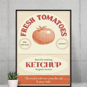 Vintage Tomato Printable Art Poster, Digital Art Download, Vintage Vegetable Poster, Tomato Wall Art, Vegetable Print, Vintage Farm Art