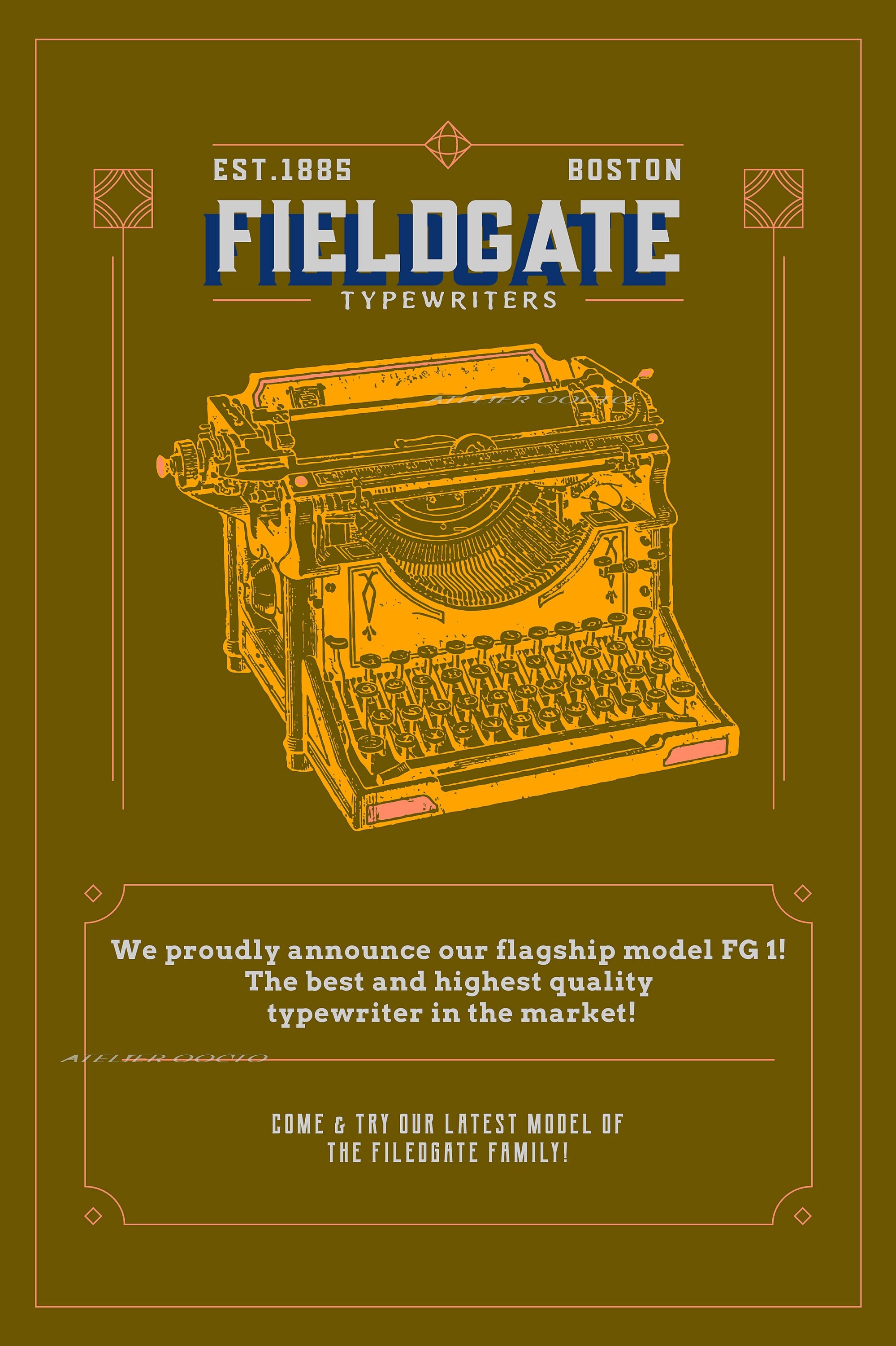 Vintage American Typewriter Printable Art Poster, Digital Art Download