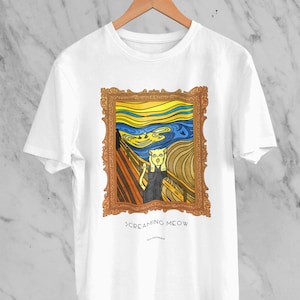 The Scream Cat Unisex T-shirt, Kawaii Cat T-shirt, Cute Cat T-shirt, Cat Art T-shirt, The Scream Painting T-shirt