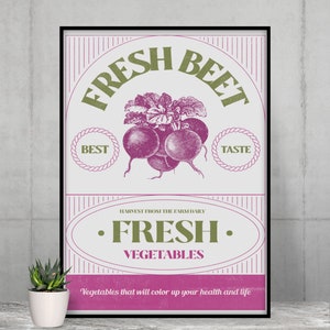 Vintage Beet Printable Art Poster, Digital Art Download, Vintage Vegetable Poster, Beet Wall Art, Vegetable Print, Vintage Farm Art