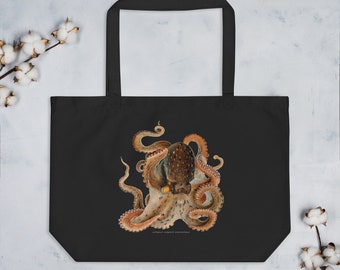 Vintage biologische draagtas octopus — antieke illustratie mariene biologie