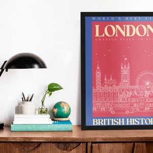 London Printable Art Poster, Digital Art Download, London Poster, London Wall Art, London Wall Deco, London Print, United Kingdom