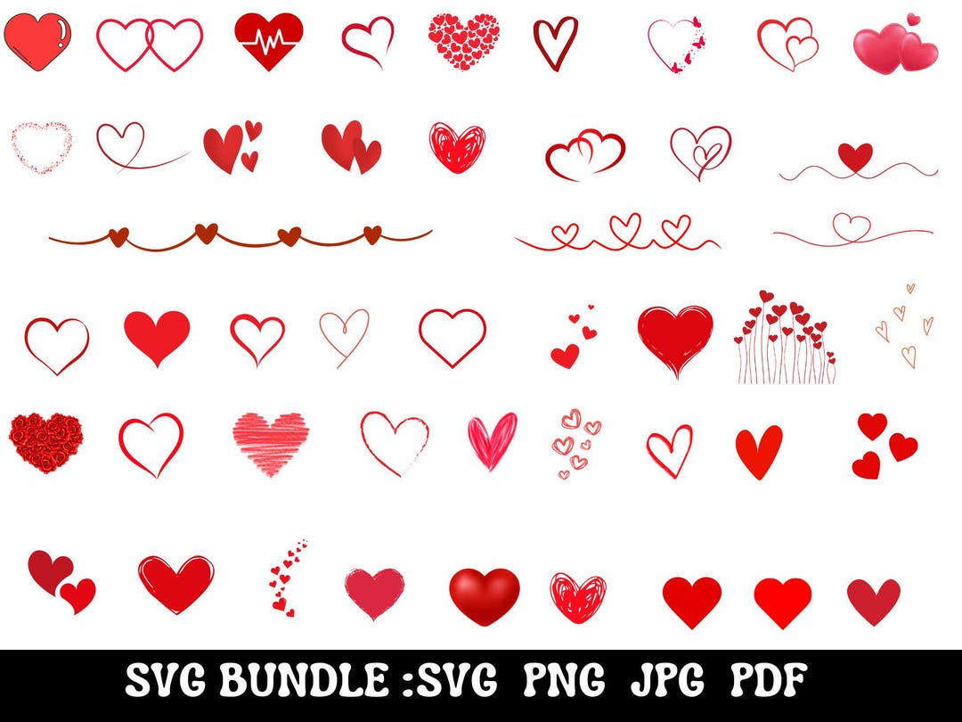 Valentine's Day Red Heart Svg Red Heart Png Heart Svg Bundle Heart ...