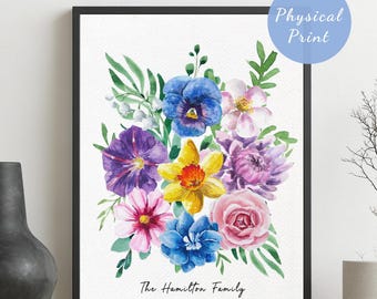 Custom Birth Flower Family Bouquet Poster | Grandma's Garden Birth Flower Art Print | Birthday or Mother's Day Gift