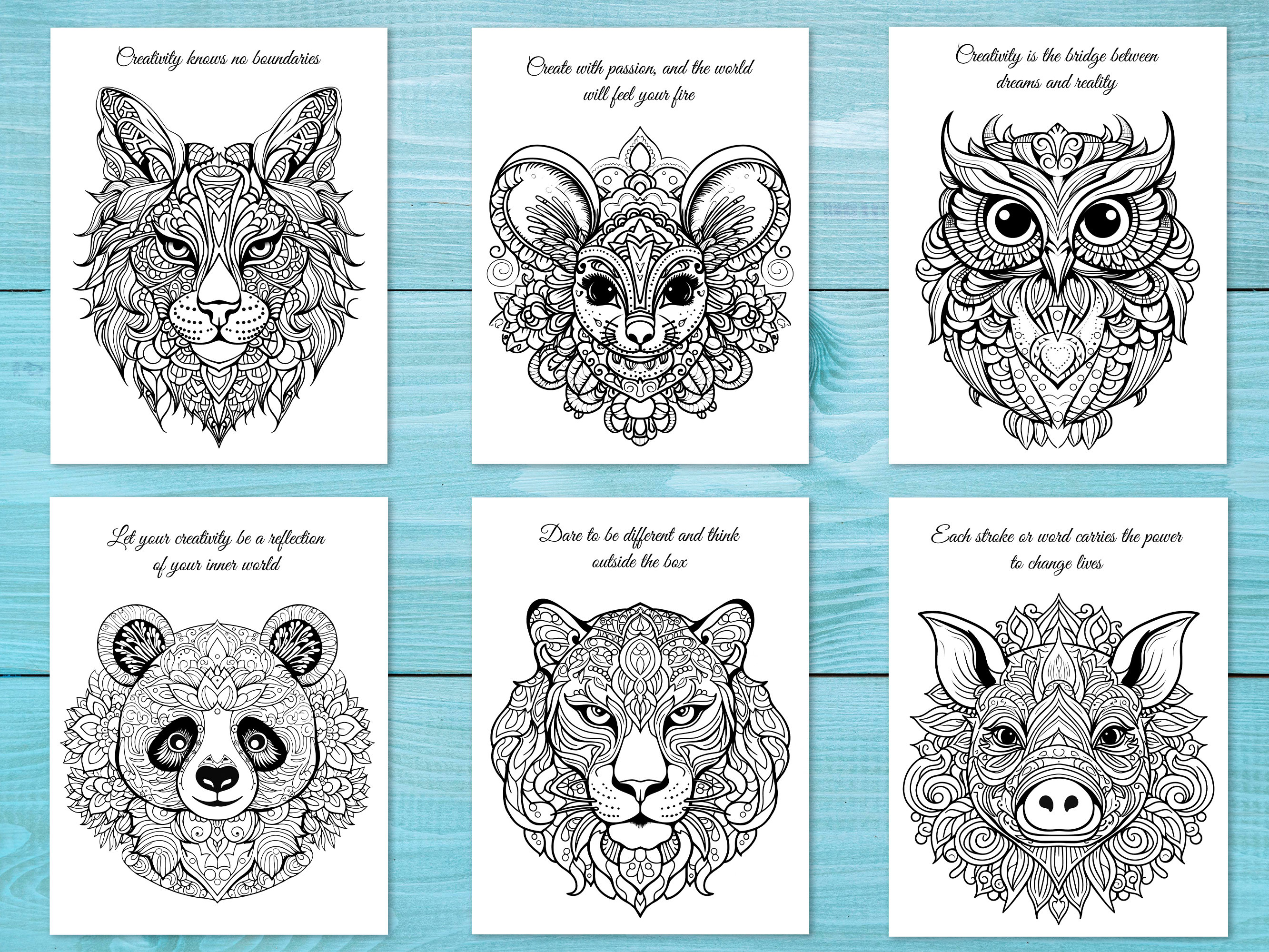 Animal Mandala Coloring Book, 30 Inspiring Printable Pages for Adults ...