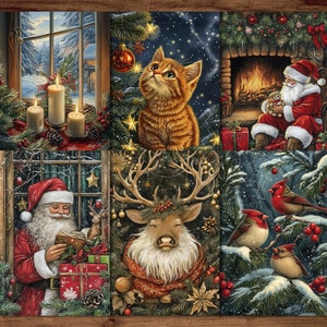 Festliche Weihnachtspostkarten | Druckbares Weihnachtskartenset | Skurrile Weihnachtspostkarten