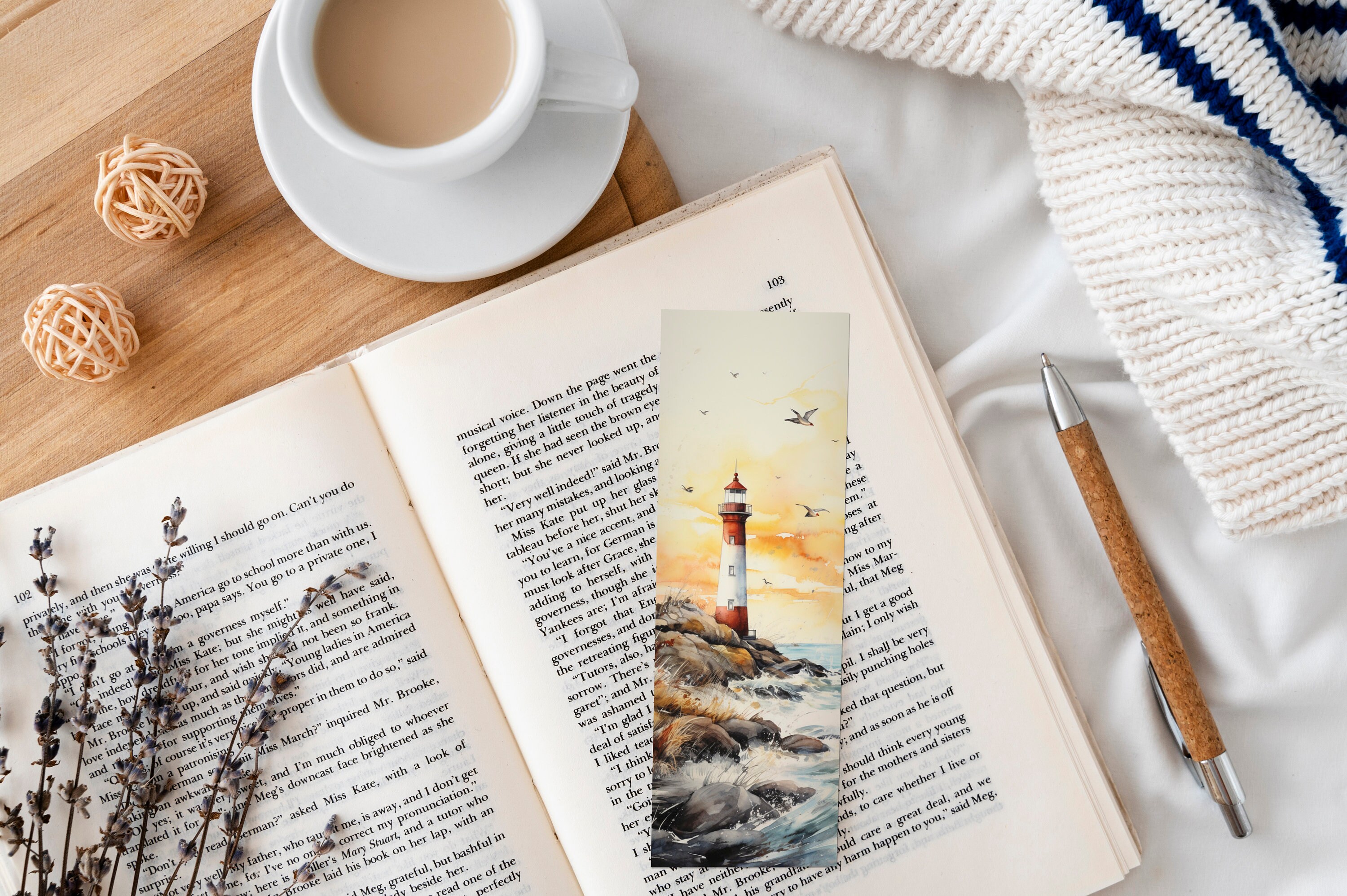 Nautical Bookmark 15 Printable Bookmarks Digital Download Lighthouse ...