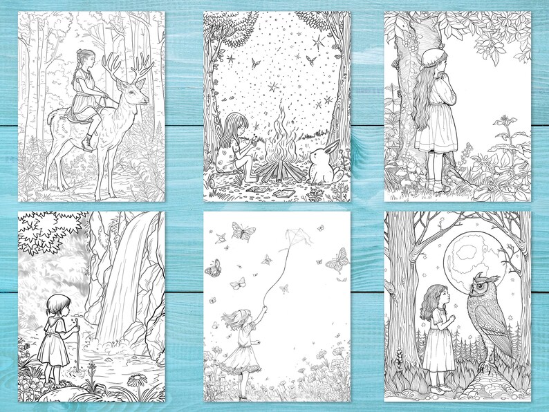 Girls Coloring Book, 30 Printable Fairy Tale Pages for Kids and Adults ...