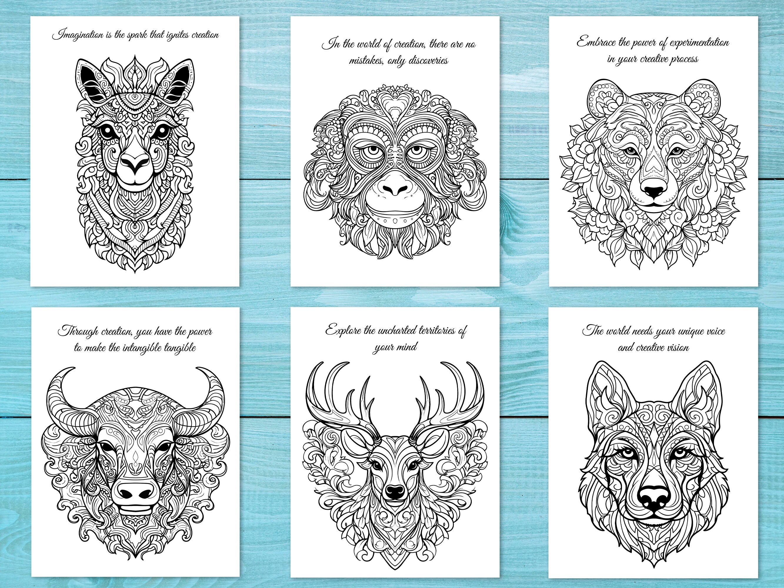 Animal Mandala Coloring Book, 30 Inspiring Printable Pages for Adults ...