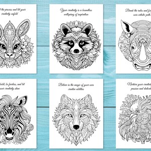 Animal Mandala Coloring Book, 30 Inspiring Printable Pages for Adults ...