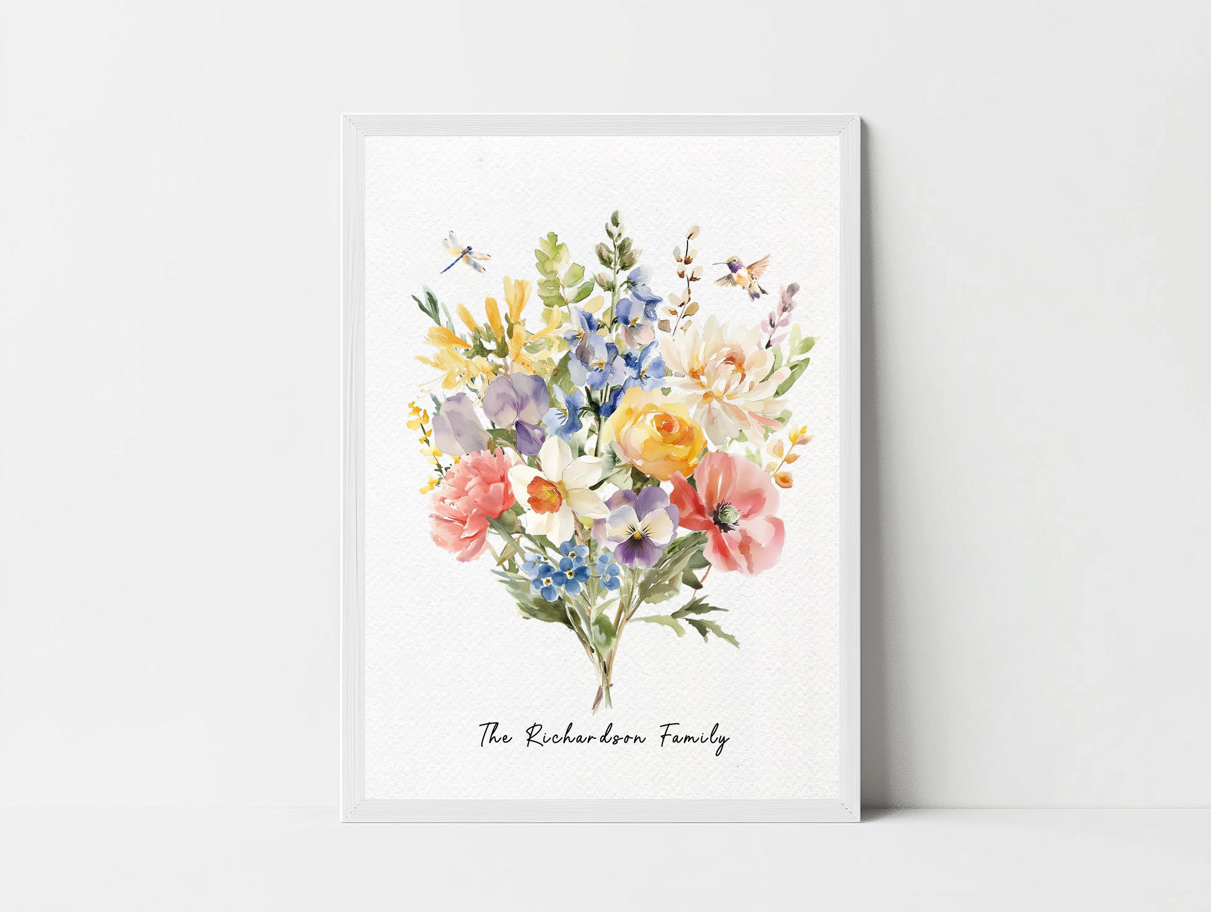 Birth Month Flower Family Art | Custom Grandma's Garden Personalized Gift | Instant Download