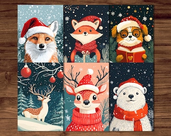Postales navideñas modernas | Tarjetas de felicitación navideñas con estilo | Postales navideñas coloridas