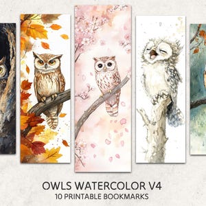 Può includere: Set di 10 segnalibri stampabili con illustrazioni ad acquerello di gufi in vari contesti. I gufi sono raffigurati in uno stile fantasioso con colori vivaci e dettagli intricati. I segnalibri sono perfetti per gli amanti dei libri e gli appassionati di gufi.
