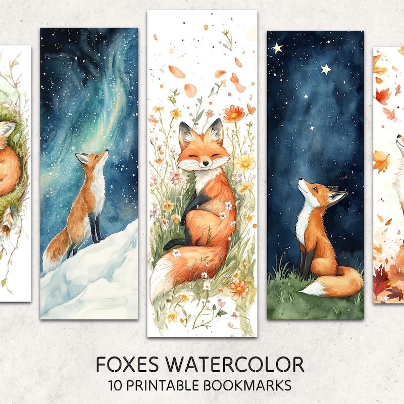 Fox Watercolour Bookmarks - Etsy