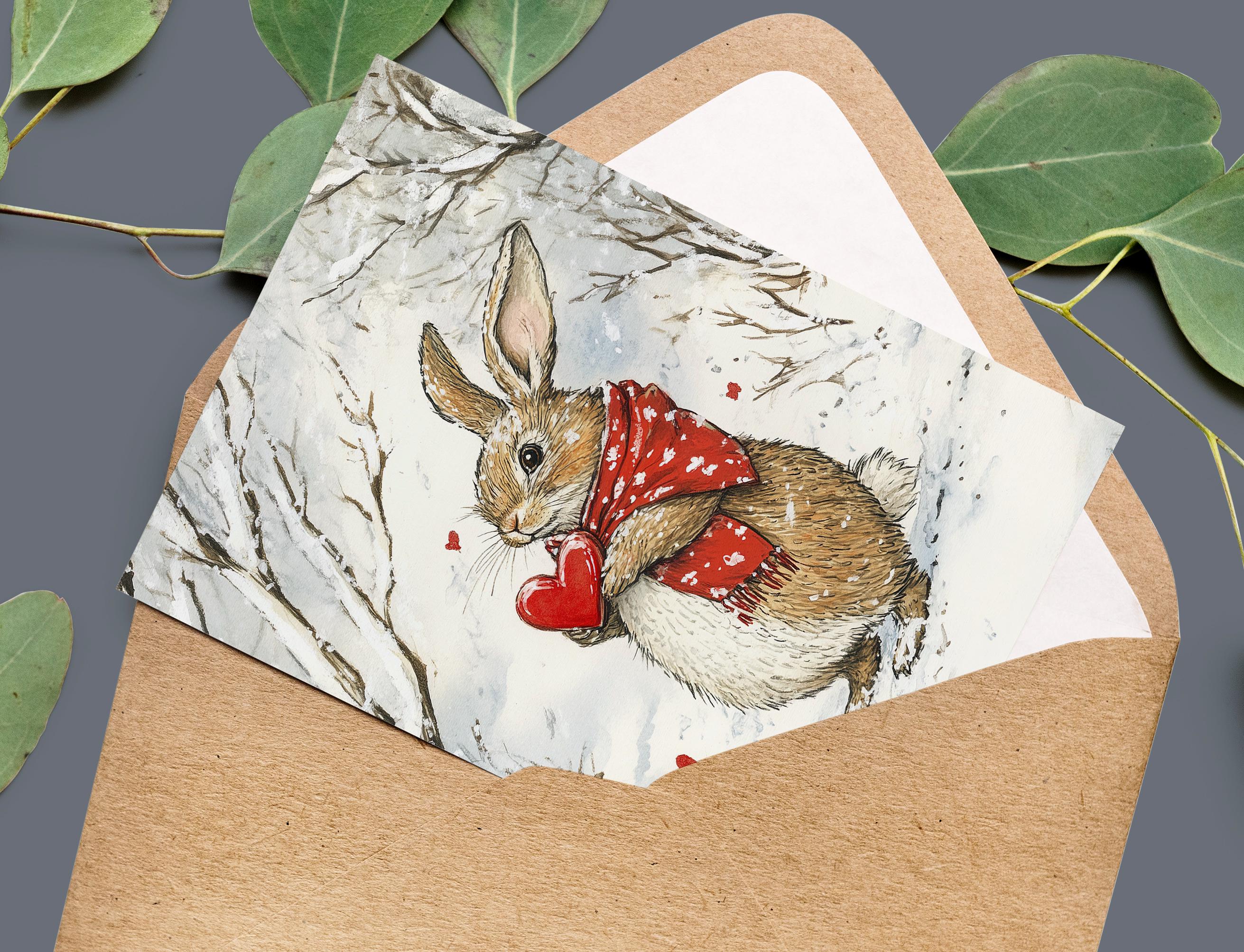 Bunnies Postcards, 6 Printable Romantic Postcard Digital Download ...