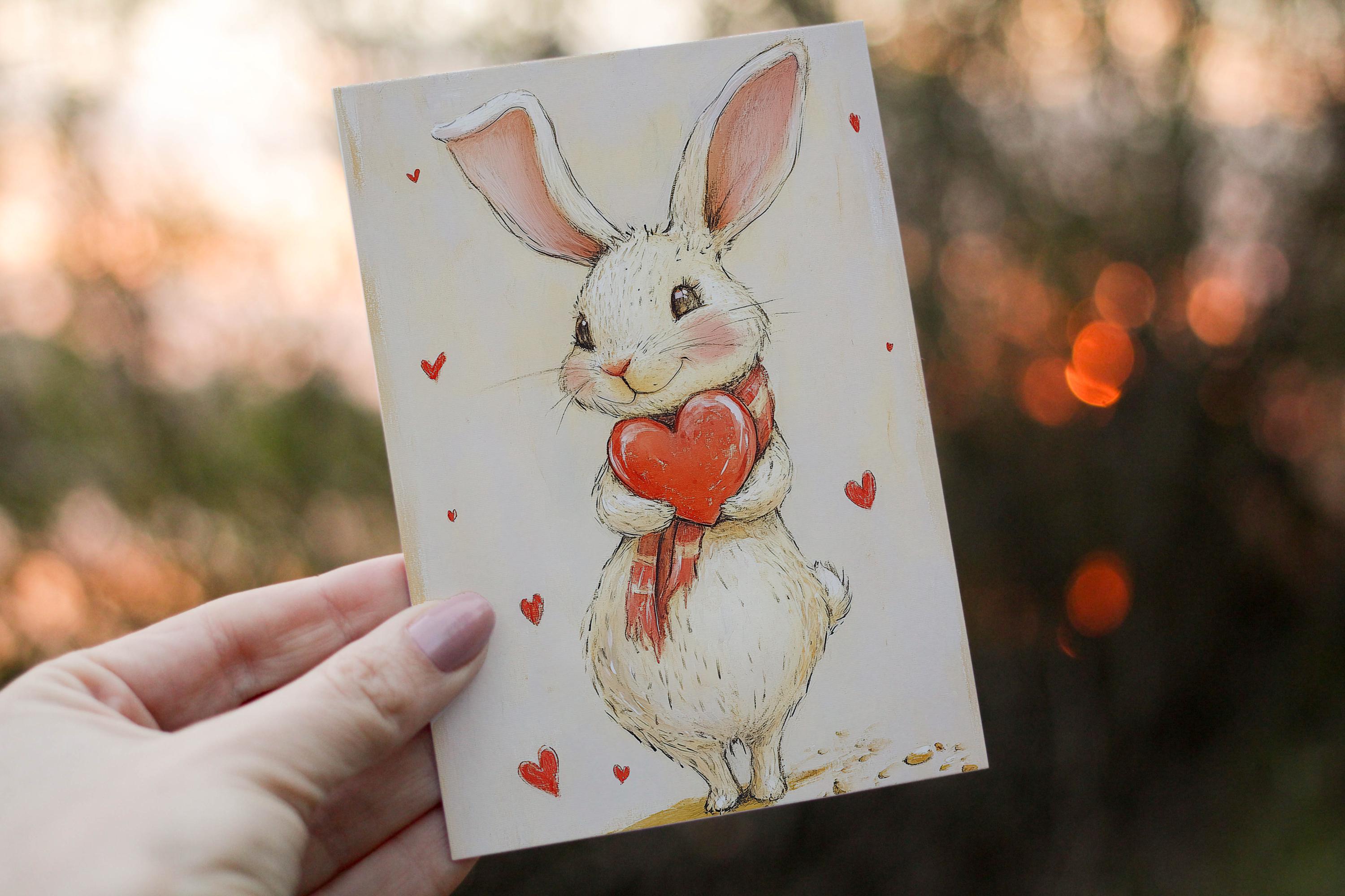 Bunnies Postcards, 6 Printable Romantic Postcard Digital Download ...