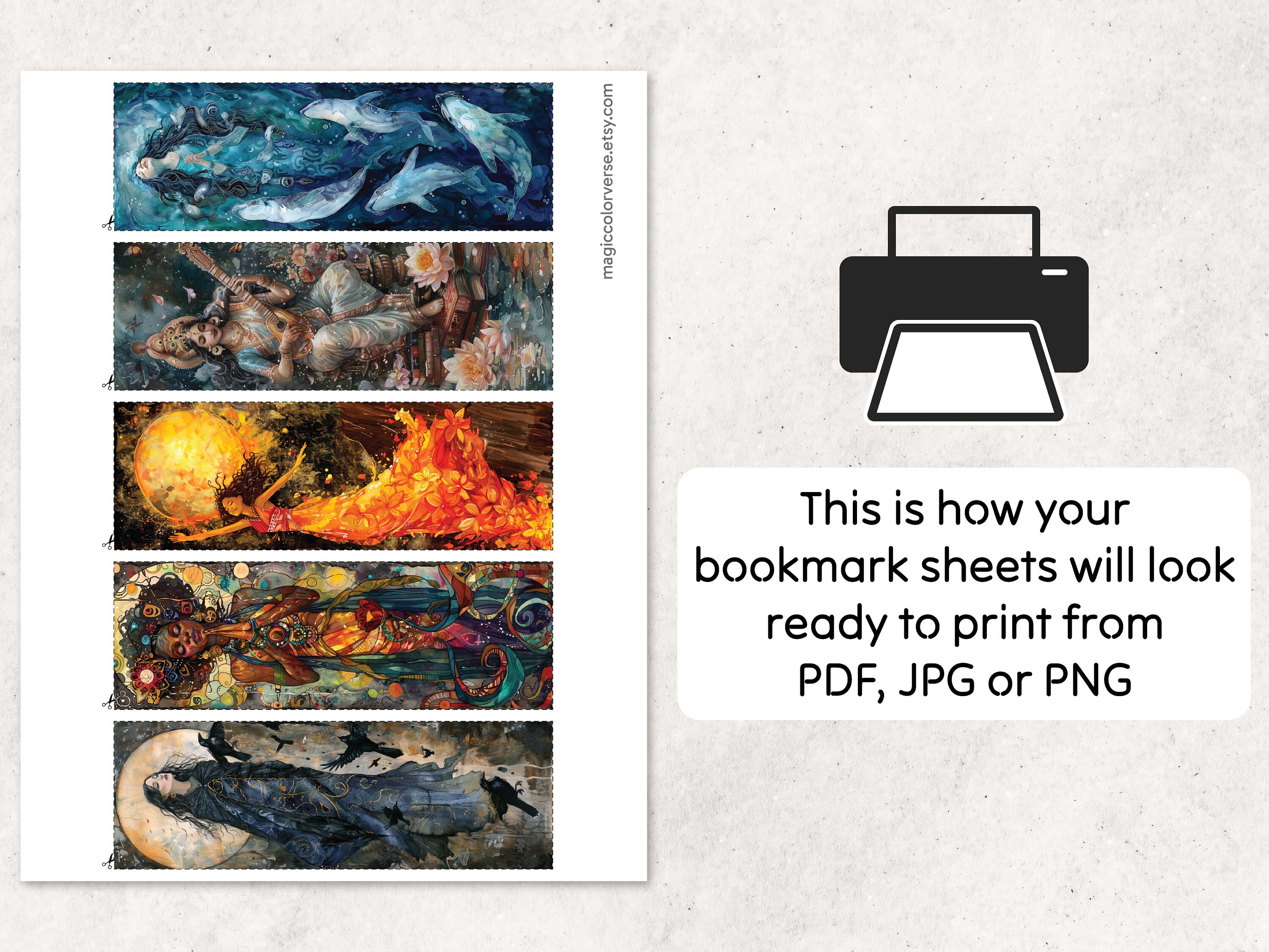 Goddesses Bookmarks 20 Printable Fantasy Bookmarks Digital Download ...